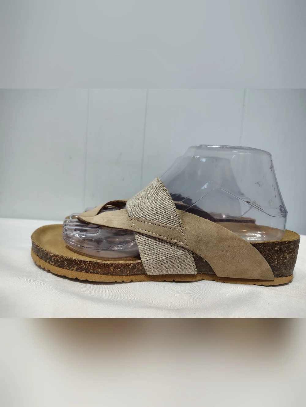 Bio Natura Italy Leather Thong Sandals Size 40 US 9 Cork Footbed Comfort Slide - Picture 3 of 7